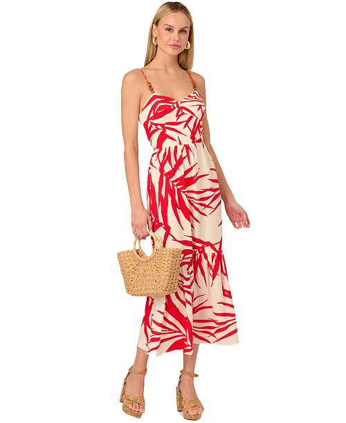 Adrianna By Adrianna Papell Printed Sleeveless Midi Dress Women's Fashion Shoes & Accessories