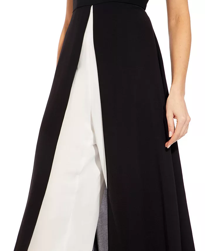 Adrianna Papell Colorblocked Overlay Jumpsuit Women's Fashion Shoes & Accessories