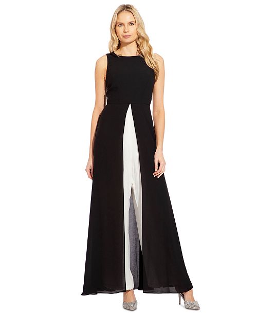 Adrianna Papell Colorblocked Overlay Jumpsuit Women's Fashion Shoes & Accessories