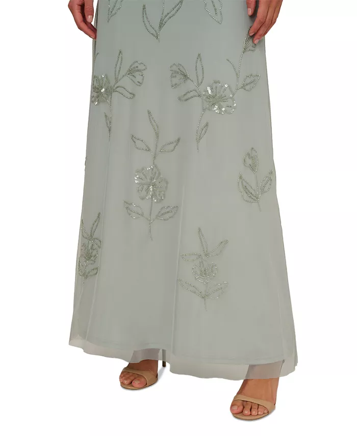 Adrianna Papell Plus Size Beaded Gown Dress Women's Fashion Shoes & Accessories