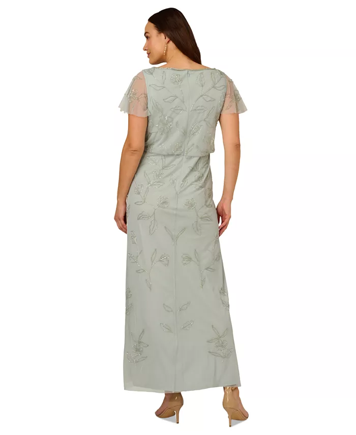 Adrianna Papell Plus Size Beaded Gown Dress Women's Fashion Shoes & Accessories
