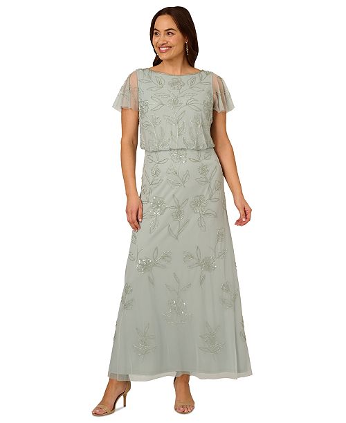 Adrianna Papell Plus Size Beaded Gown Dress Women's Fashion Shoes & Accessories
