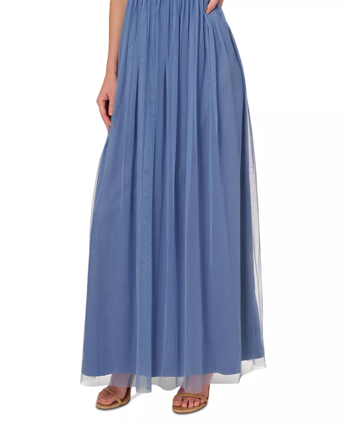 Adrianna Papell Women's Boat-Neck Beaded Mesh Dress Women's Fashion Shoes & Accessories