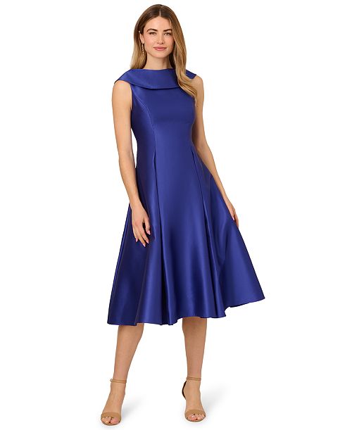 Adrianna Papell Women's Boat Neck Sleeveless Fit & Flare Dress Women's Fashion Shoes & Accessories