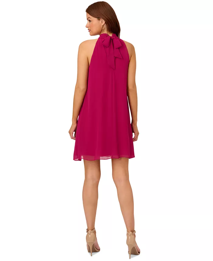 Adrianna Papell Women's Chiffon Mock-Neck Sleeveless Shift Dress Women's Fashion Shoes & Accessories