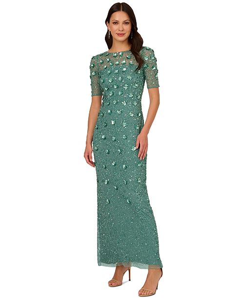 Adrianna Papell Women's Embellished Floral Sheath Dress Women's Fashion Shoes & Accessories