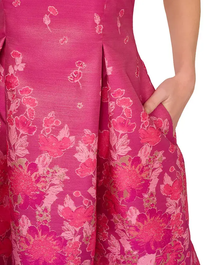 Adrianna Papell Women's Floral Jacquard Fit & Flare Dress Women's Fashion Shoes & Accessories