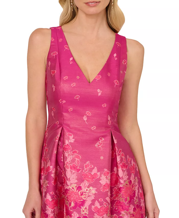 Adrianna Papell Women's Floral Jacquard Fit & Flare Dress Women's Fashion Shoes & Accessories
