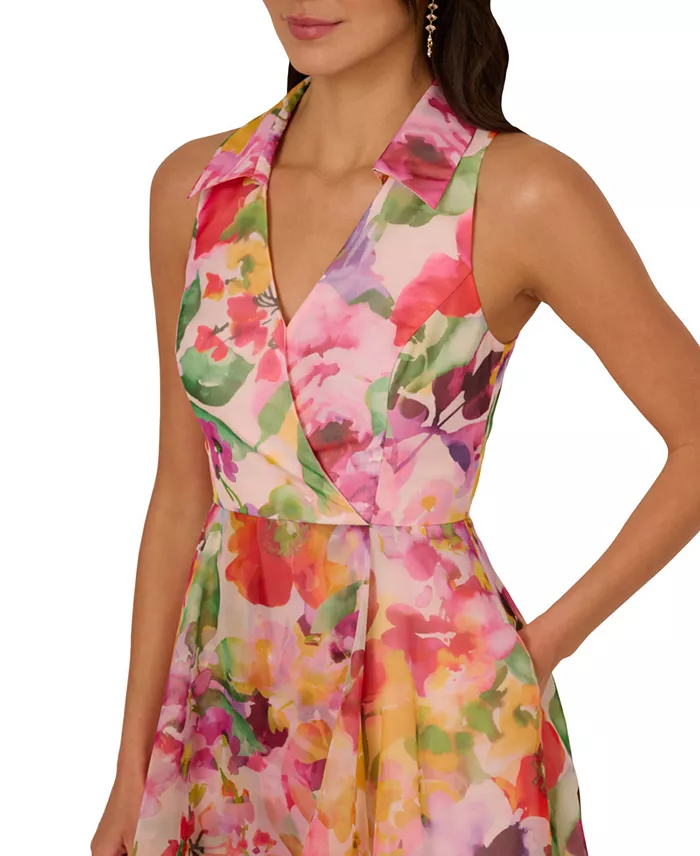 Adrianna Papell Women's Floral-Print High-Low Dress Women's Fashion Shoes & Accessories