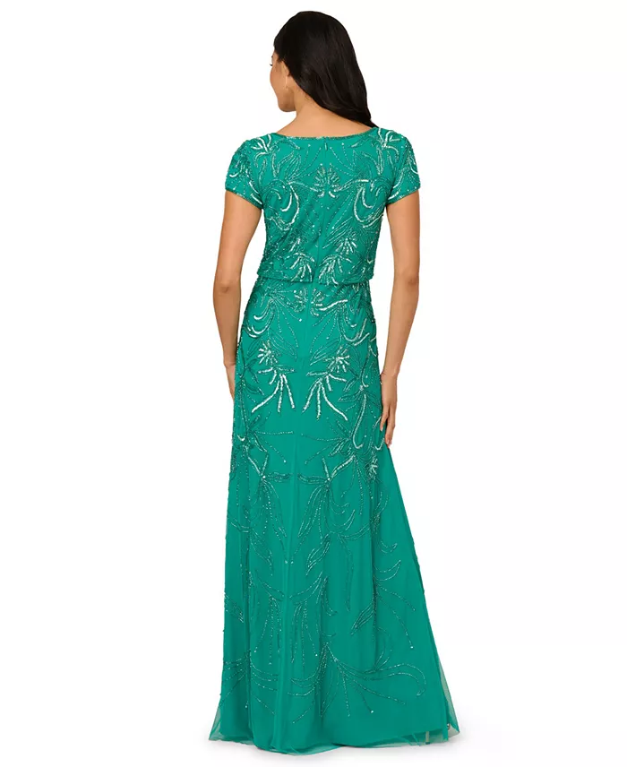 Adrianna Papell Women's Floral Sequin Gown Women's Fashion Shoes & Accessories