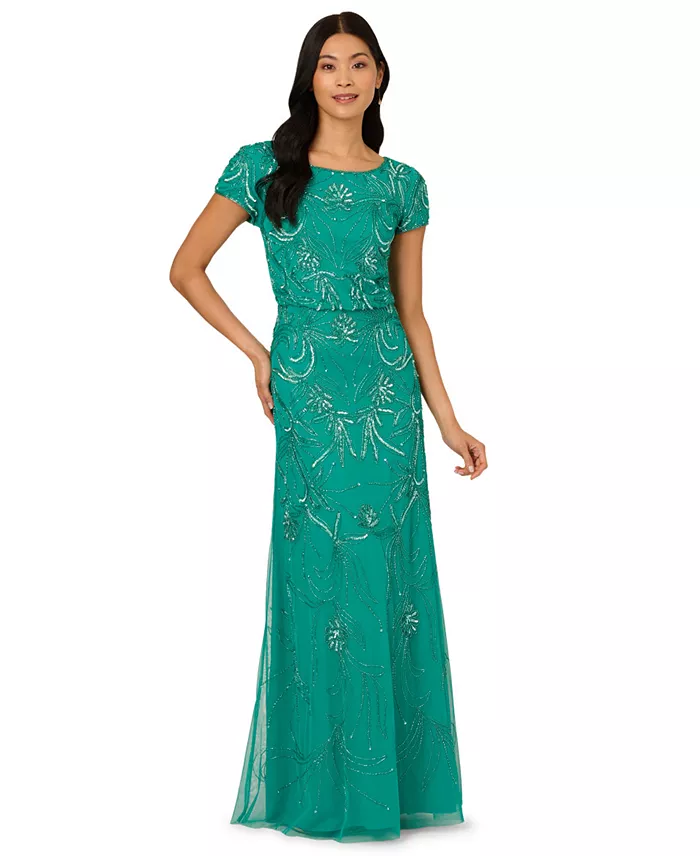 Adrianna Papell Women's Floral Sequin Gown Women's Fashion Shoes & Accessories