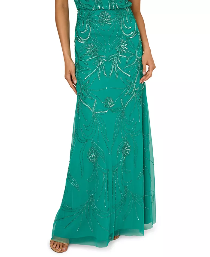 Adrianna Papell Women's Floral Sequin Gown Women's Fashion Shoes & Accessories