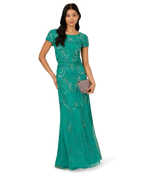 Adrianna Papell Women's Floral Sequin Gown Women's Fashion Shoes & Accessories