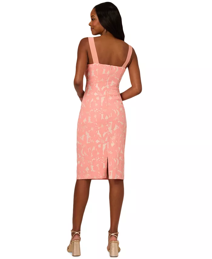 Adrianna Papell Women's Hibiscus Jacquard Sheath Dress Women's Fashion Shoes & Accessories