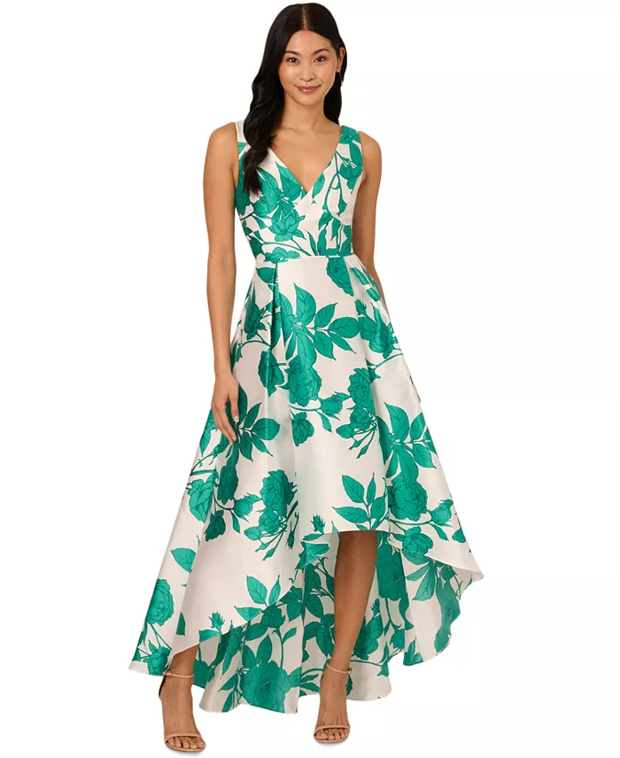 Adrianna Papell Women's High-Low Floral-Print Gown Women's Fashion Shoes & Accessories