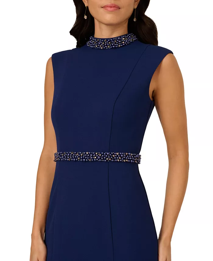 Adrianna Papell Women's Mock-Neck Knit Mermaid Dress Women's Fashion Shoes & Accessories