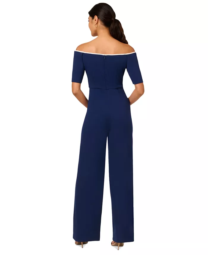 Adrianna Papell Women's Off-The-Shoulder Jumpsuit Women's Fashion Shoes & Accessories
