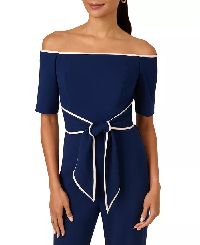 Adrianna Papell Women's Off-The-Shoulder Jumpsuit Women's Fashion Shoes & Accessories