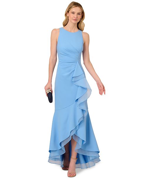 Adrianna Papell Women's Organza Crepe High-Low Gown Women's Fashion Shoes & Accessories