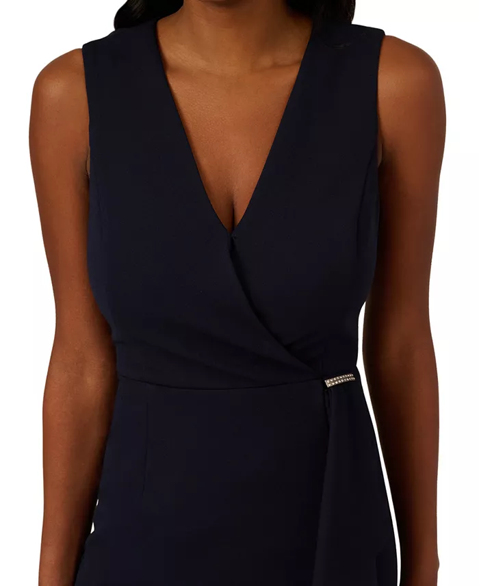 Adrianna Papell Women's Ruffled V-Neck High-Low Dress Women's Fashion Shoes & Accessories