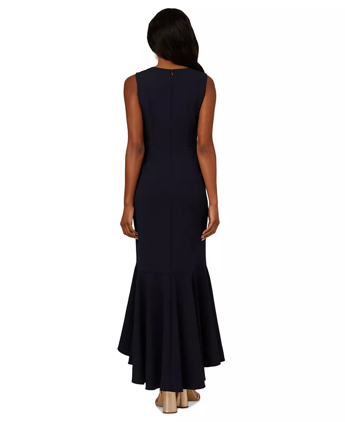 Adrianna Papell Women's Ruffled V-Neck High-Low Dress Women's Fashion Shoes & Accessories