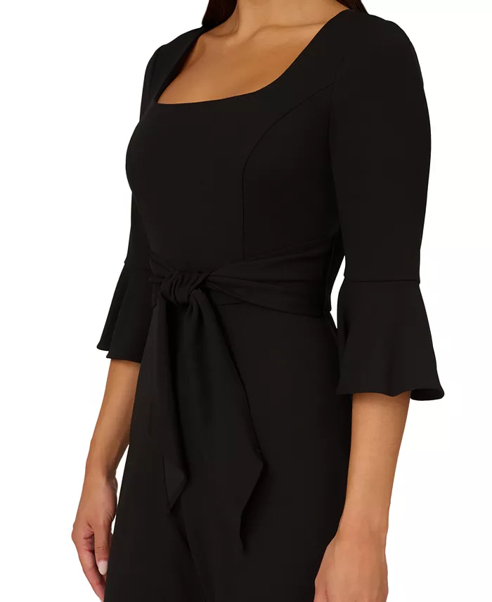 Adrianna Papell Women's Tie-Front Bell-Sleeve Jumpsuit Women's Fashion Shoes & Accessories