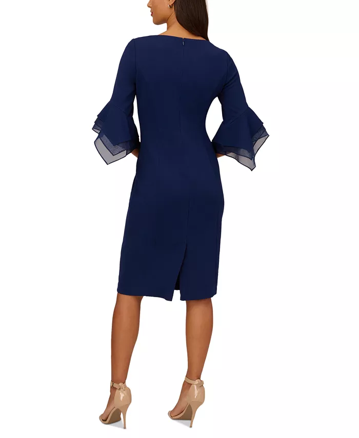 Adrianna Papell Women's Tiered-Cuff 3/4-Sleeve Sheath Dress Women's Fashion Shoes & Accessories
