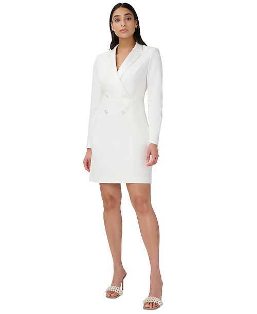 Adrianna Papell Women's Tuxedo Long Sleeve Sheath Dress Women's Fashion Shoes & Accessories