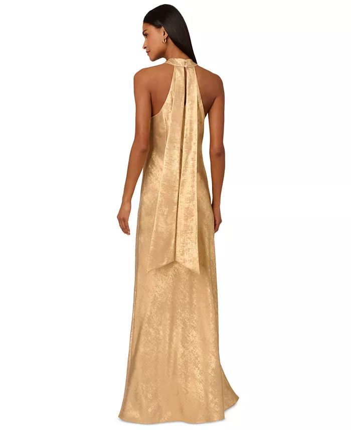 Adrianna Women's Folied-Chiffon Halter Gown Women's Fashion Shoes & Accessories