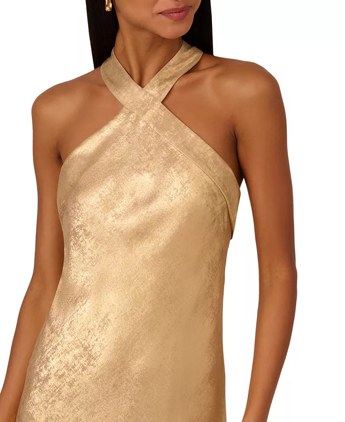 Adrianna Women's Folied-Chiffon Halter Gown Women's Fashion Shoes & Accessories