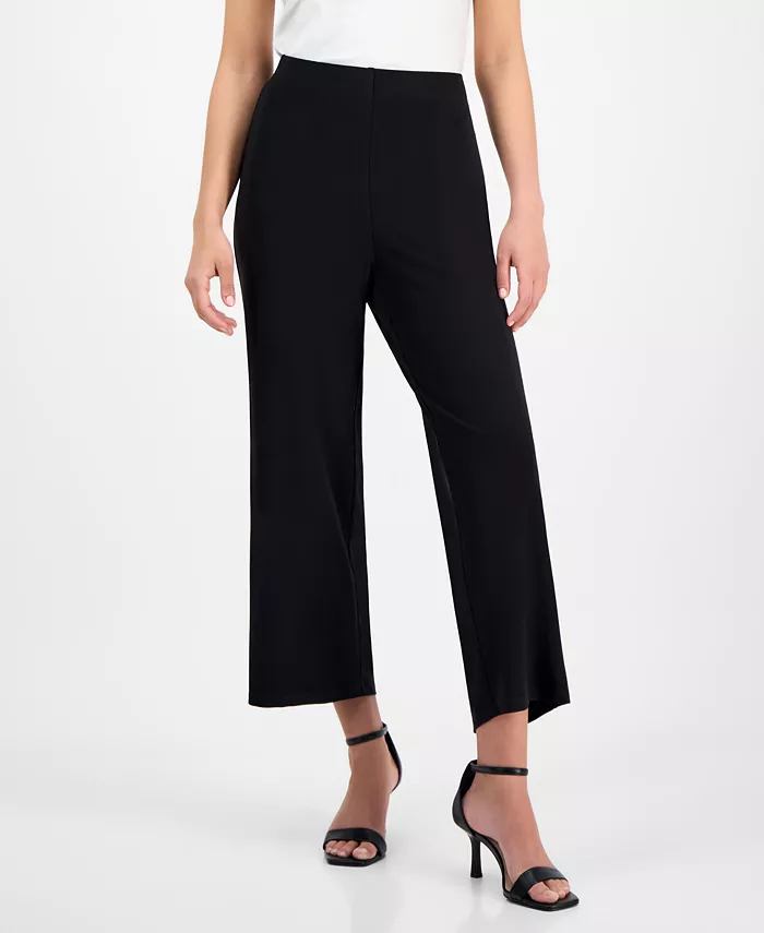 AK Anne Klein Petite Mid-Rise Cropped Wide-Leg Pants Women's Fashion Shoes & Accessories