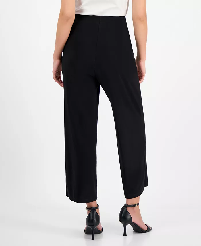 AK Anne Klein Petite Mid-Rise Cropped Wide-Leg Pants Women's Fashion Shoes & Accessories