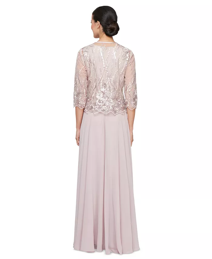 Alex Evenings Alex Evening Women's 2-Pc. Embroidered Jacket & Gown Set Women's Fashion Shoes & Accessories