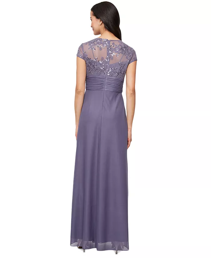 Alex Evenings Women's Embellished Short-Sleeve Gown Women's Fashion Shoes & Accessories