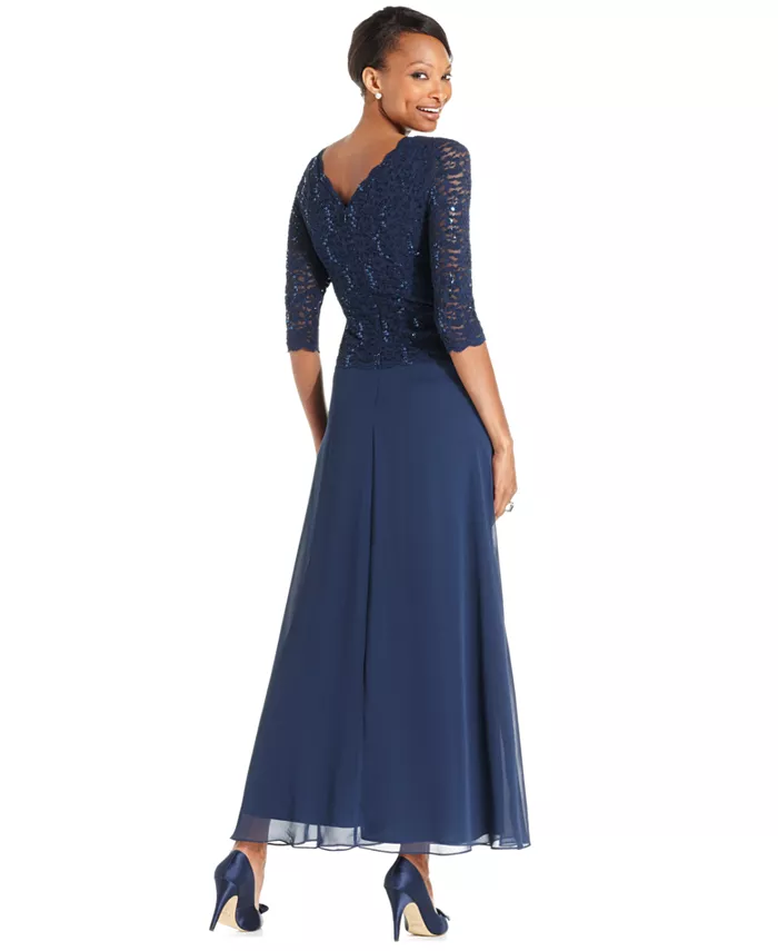 Alex Evenings Women's Sequin Embellished Lace Top Gown Women's Fashion Shoes & Accessories