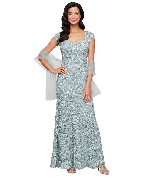 Alex Evenings Women's Sequined Soutache Mermaid Gown Women's Fashion Shoes & Accessories