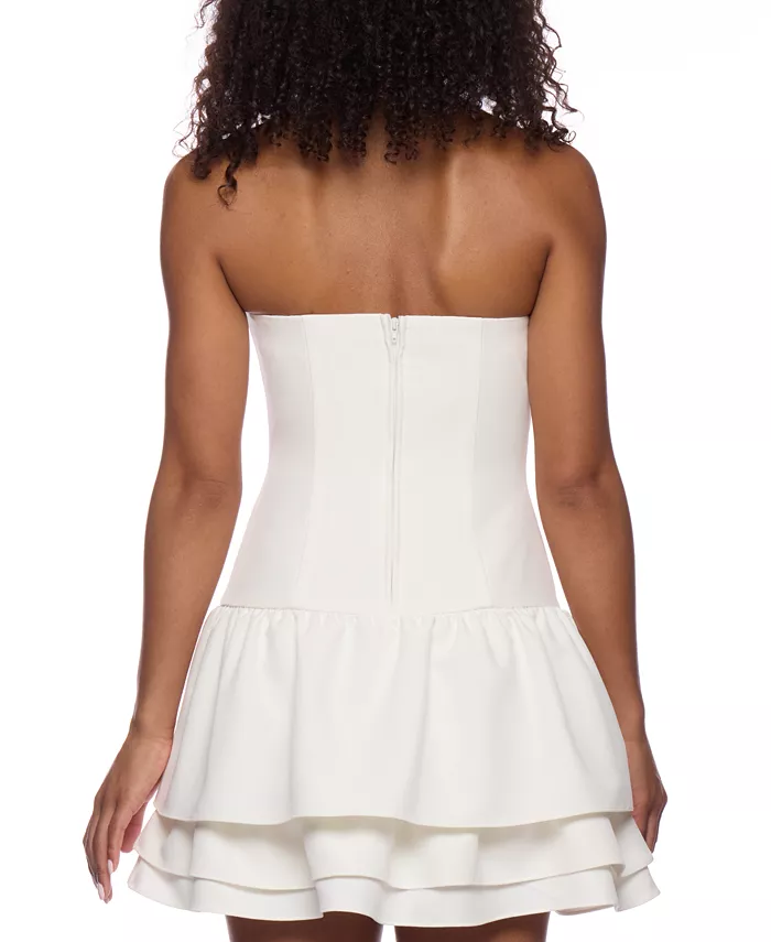 Alex & Sophia Juniors' Strapless Layered-Hem Fit & Flare Dress Juniors'