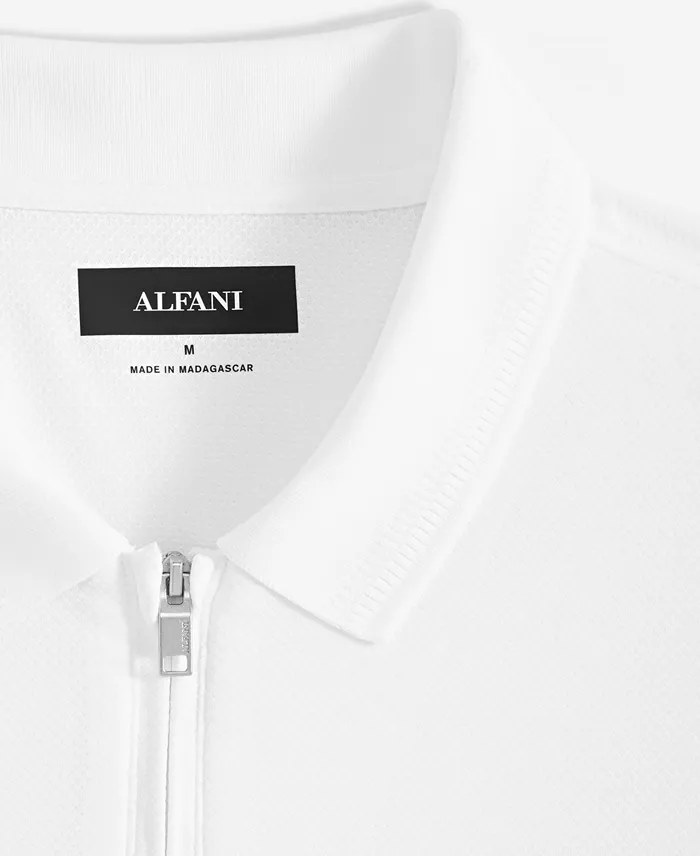 Alfani Men's Ottoman Short Sleeve Textured Quarter-Zip Polo Shirt Exclusively At Macy's Men's Fashion & Accessories