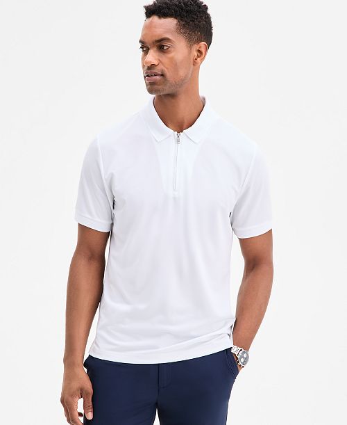 Alfani Men's Ottoman Short Sleeve Textured Quarter-Zip Polo Shirt Exclusively at Macy's Men's Fashion & Accessories