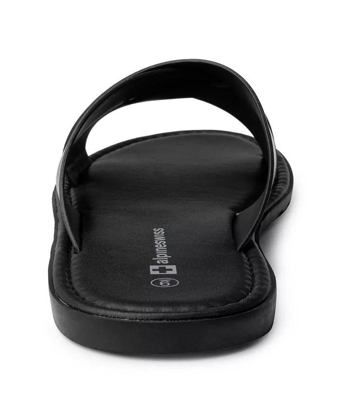 Alpine Swiss Men's Hugo Faux Leather Slide Sandals Dressy Comfortable Shoes Men's Shoes