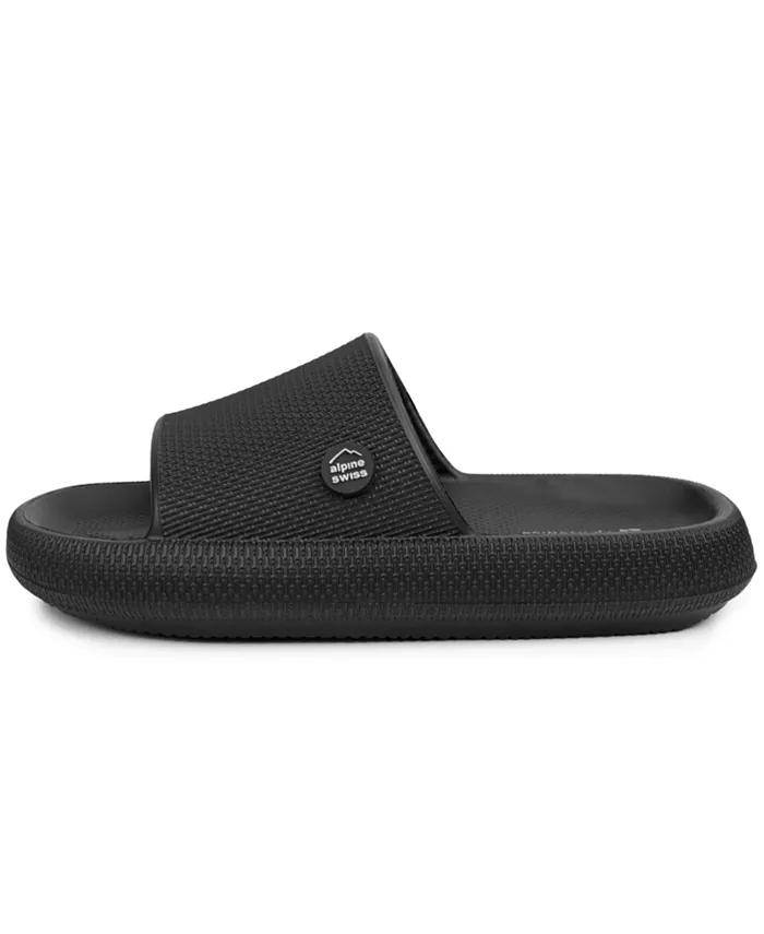 Alpine Swiss Men's Omar Slides Pillow Slippers Ultra Cushioned Cloud Slide Sandal Men's Shoes