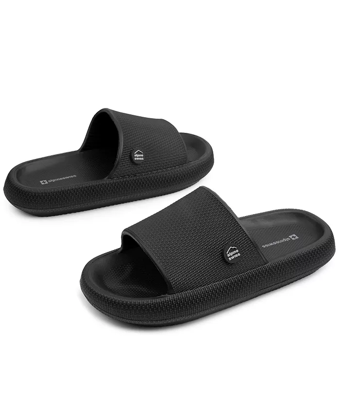 Alpine Swiss Men's Omar Slides Pillow Slippers Ultra Cushioned Cloud Slide Sandal Men's Shoes