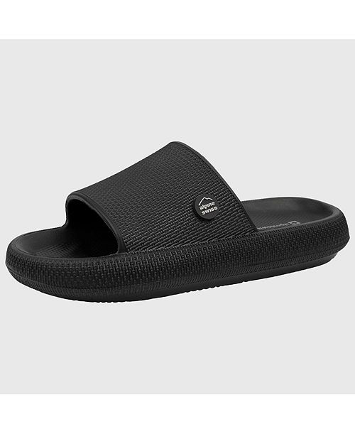 Alpine Swiss Men's Omar Slides Pillow Slippers Ultra Cushioned Cloud Slide Sandal Men's Shoes