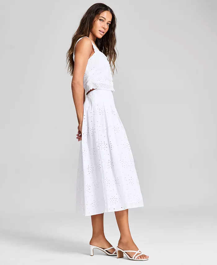 And Now This Women's Cotton Eyelet Midi Skirt Exclusively At Macy's Women's Fashion Shoes & Accessories