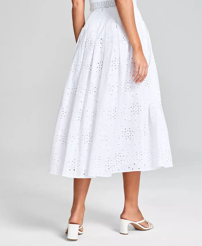 And Now This Women's Cotton Eyelet Midi Skirt Exclusively At Macy's Women's Fashion Shoes & Accessories