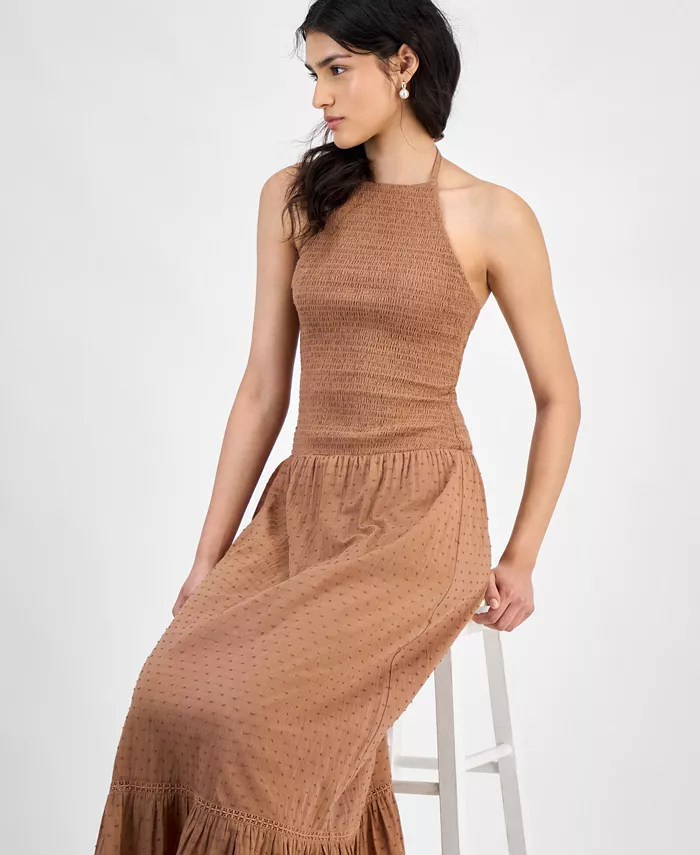 And Now This Women's Cotton Smocked Halter Maxi Dress Exclusively At Macy's Women's Fashion Shoes & Accessories