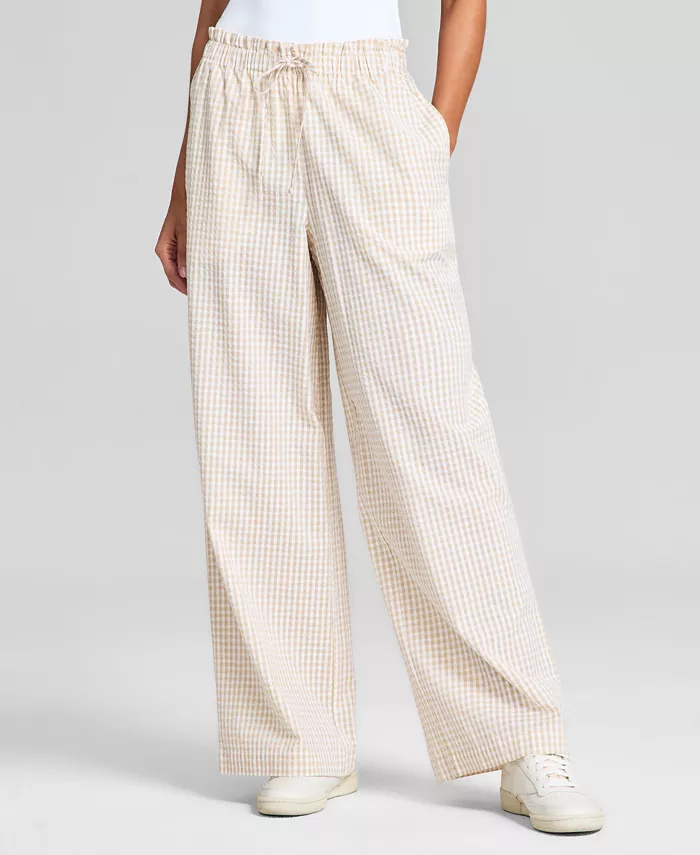 And Now This Women's Cotton Tie-Waist Wide-Leg Pants Exclusively At Macy's Women's Fashion Shoes & Accessories