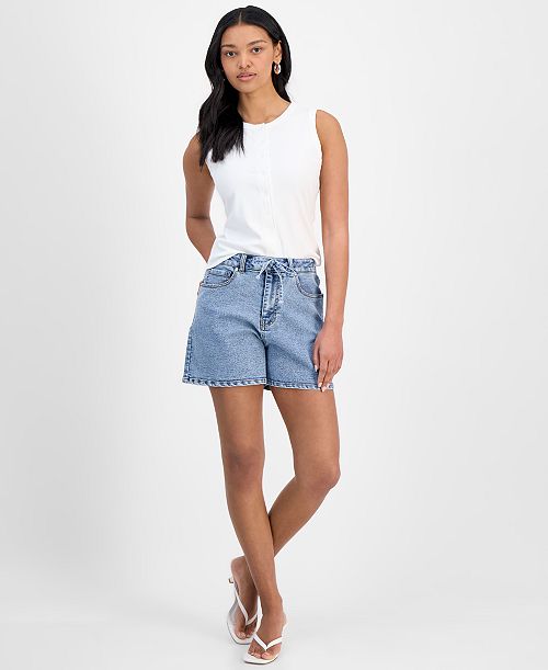 And Now This Women's Drawstring Denim Shorts Exclusively at Macy's Women's Fashion Shoes & Accessories