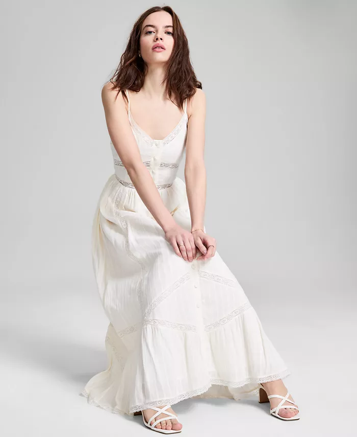 And Now This Women's Lace-Inset Fit & Flare Maxi Dress Exclusively At Macy's Women's Fashion Shoes & Accessories