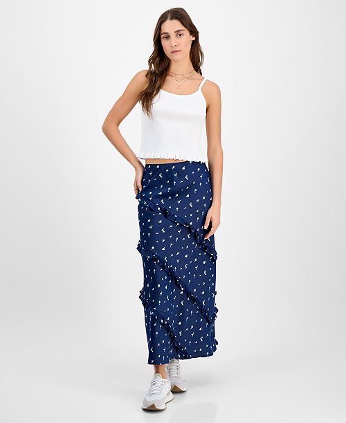 And Now This Women's Midi Ruffle Slip Skirt Women's Fashion Shoes & Accessories